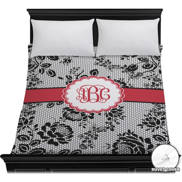 Custom Black Lace Duvet Cover - Full / Queen (Personalized)