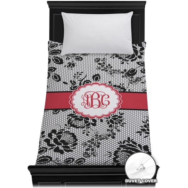 Custom Black Lace Duvet Cover - Twin (Personalized)
