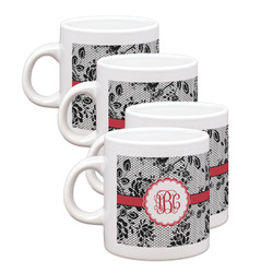 Black Lace Single Shot Espresso Cups - Set of 4 (Personalized)