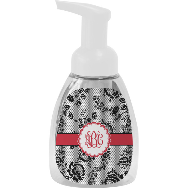 Custom Black Lace Foam Soap Bottle - White (Personalized)