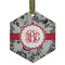 Black Lace Flat Glass Ornament - Hexagon w/ Monogram