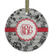 Black Lace Frosted Glass Ornament - Round