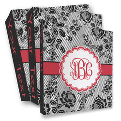 Black Lace 3 Ring Binder - Full Wrap (Personalized)