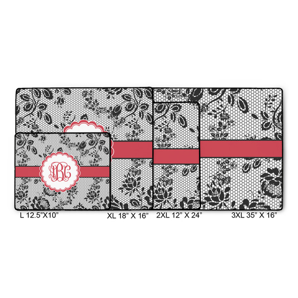 Black Lace Gaming Mats - SIZE CHART