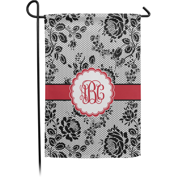Custom Black Lace Small Garden Flag - Single Sided w/ Monograms