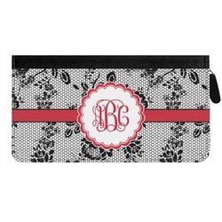Black Lace Genuine Leather Ladies Zippered Wallet (Personalized)