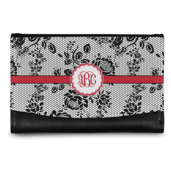 Custom Black Lace Genuine Leather Women's Wallet - Small (Personalized)
