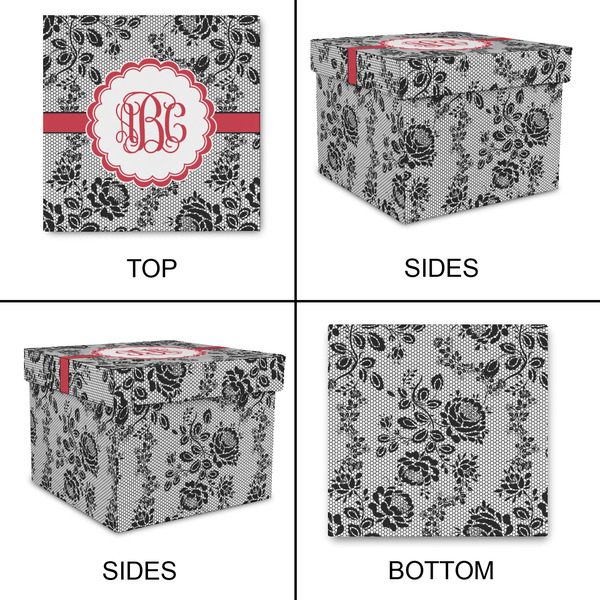 Black Lace Gift Boxes with Lid - Canvas Wrapped - Large - Approval
