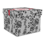 Black Lace Gift Box with Lid - Canvas Wrapped - Large (Personalized)