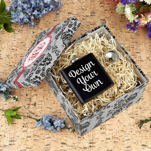 Black Lace Gift Boxes with Lid - Canvas Wrapped - Large - In Context