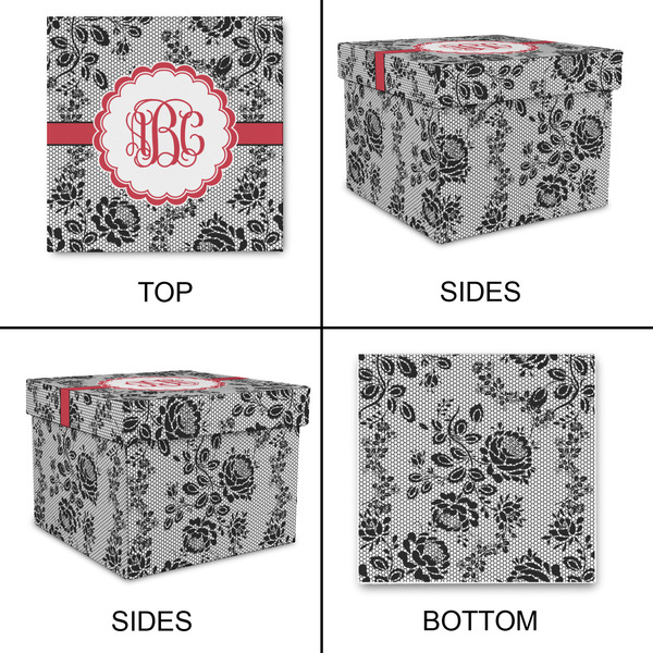 Black Lace Gift Boxes with Lid - Canvas Wrapped - Medium - Approval