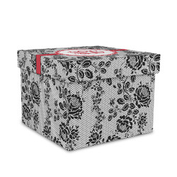 Black Lace Gift Box with Lid - Canvas Wrapped - Medium (Personalized)