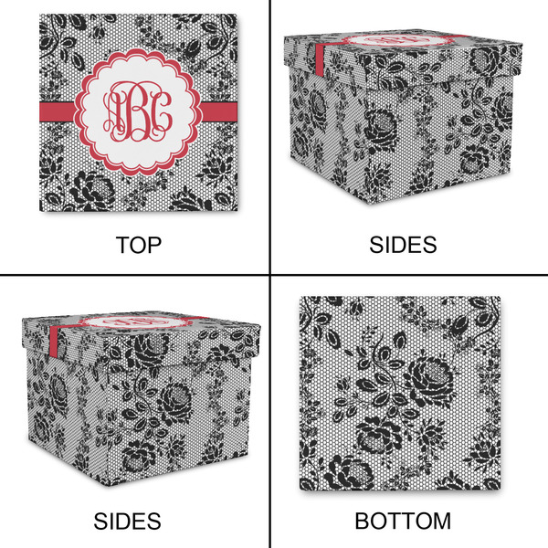 Black Lace Gift Boxes with Lid - Canvas Wrapped - Small - Approval
