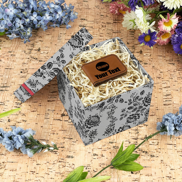 Black Lace Gift Boxes with Lid - Canvas Wrapped - Small - In Context