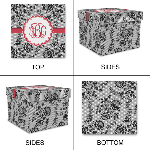 Black Lace Gift Boxes with Lid - Canvas Wrapped - X-Large - Approval