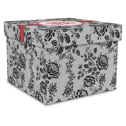 Black Lace Gift Box with Lid - Canvas Wrapped - X-Large (Personalized)