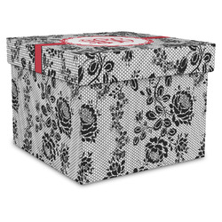 Black Lace Gift Box with Lid - Canvas Wrapped - XX-Large (Personalized)