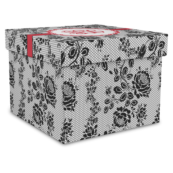 Custom Black Lace Gift Box with Lid - Canvas Wrapped - XX-Large (Personalized)