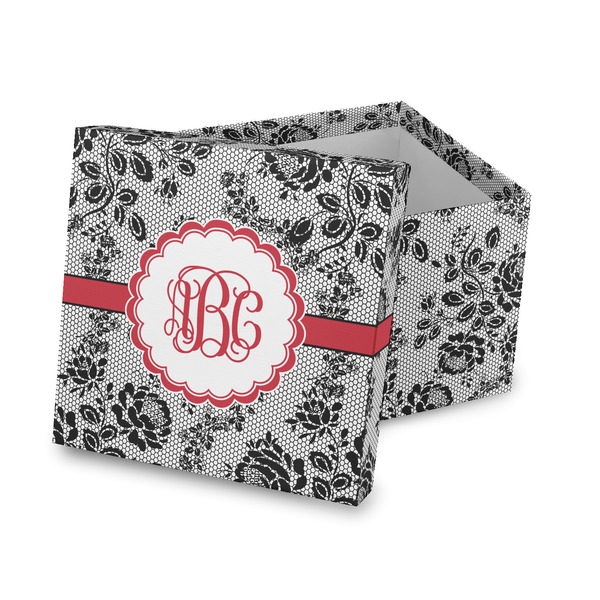 Custom Black Lace Gift Box with Lid - Canvas Wrapped (Personalized)