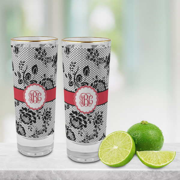 Black Lace Glass Shot Glass - 2 oz - LIFESTYLE