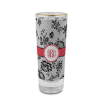 Black Lace 2 oz Shot Glass -  Glass with Gold Rim - Single (Personalized)