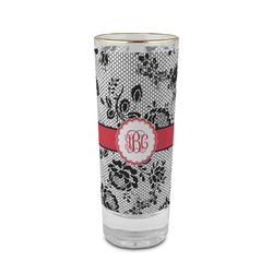 Black Lace 2 oz Shot Glass -  Glass with Gold Rim - Set of 4 (Personalized)