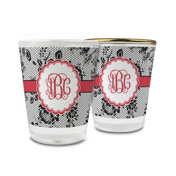 Custom Black Lace Glass Shot Glass - 1.5 oz (Personalized)
