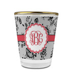 Black Lace Glass Shot Glass - 1.5 oz - with Gold Rim - Set of 4 (Personalized)