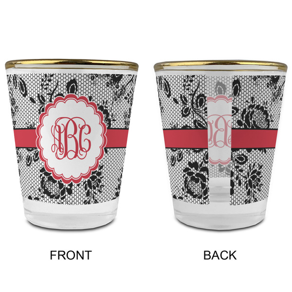 Black Lace Glass Shot Glass - with gold rim - APPROVAL