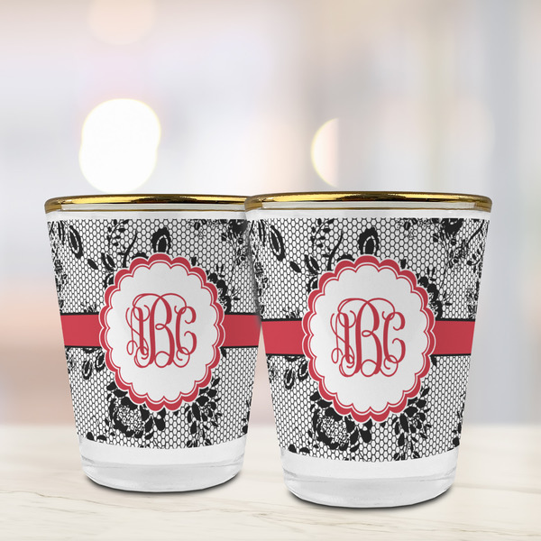 Black Lace Glass Shot Glass - with gold rim - LIFESTYLE