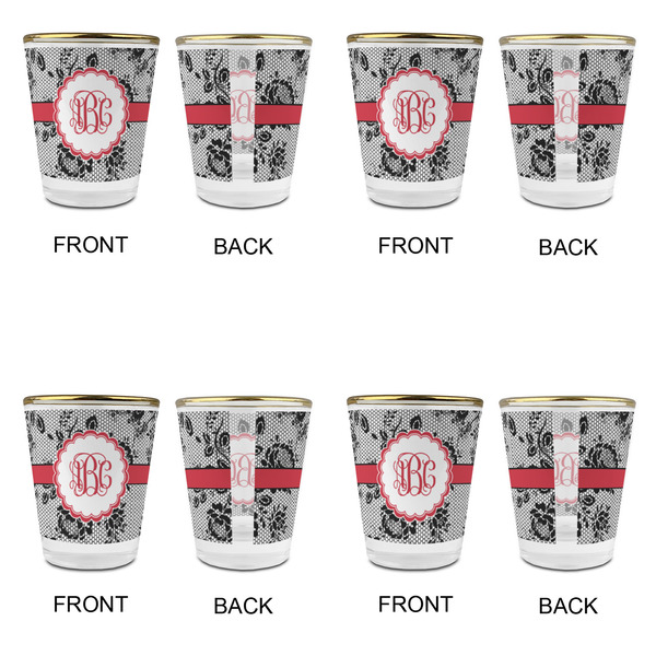 Black Lace Glass Shot Glass - with gold rim - Set of 4 - APPROVAL