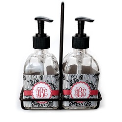 Black Lace Glass Soap & Lotion Bottle Set (Personalized)