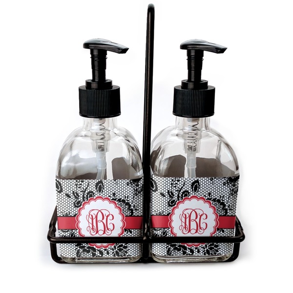 Custom Black Lace Glass Soap & Lotion Bottles (Personalized)