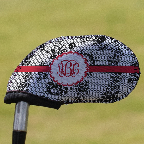 Custom Black Lace Golf Club Iron Cover (Personalized)