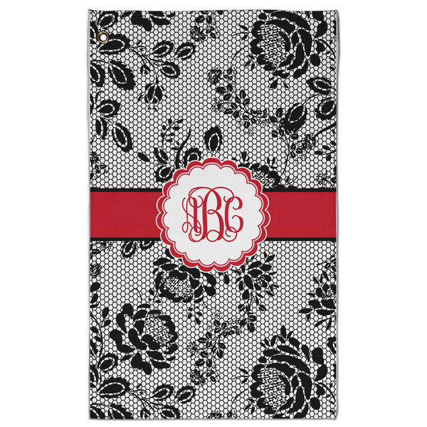 Custom Black Lace Golf Towel - Poly-Cotton Blend w/ Monograms
