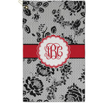 Black Lace Golf Towel - Poly-Cotton Blend - Small w/ Monograms