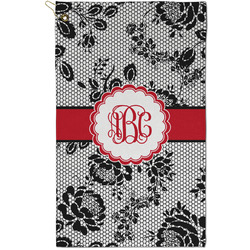 Black Lace Golf Towel - Poly-Cotton Blend - Small w/ Monograms