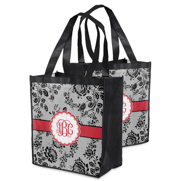 Black Lace Grocery Bag - MAIN