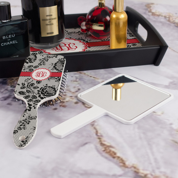 Black Lace Hair Brush - With Hand Mirror