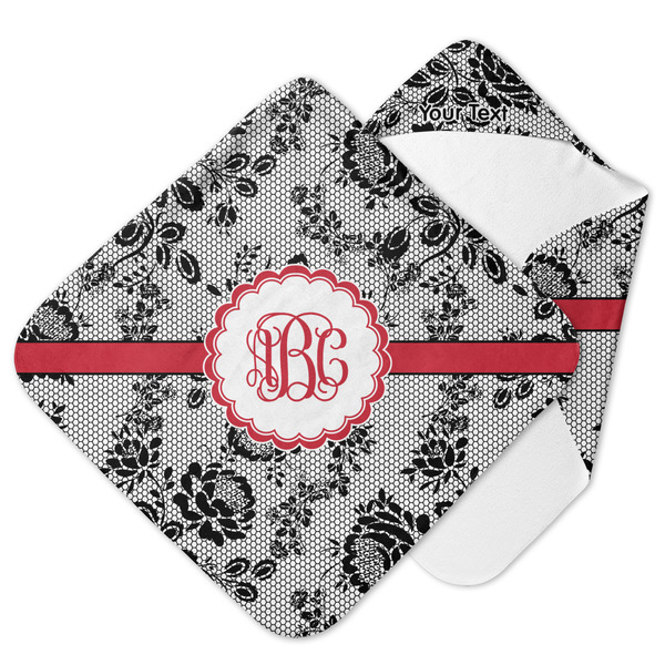 Custom Black Lace Hooded Baby Towel (Personalized)