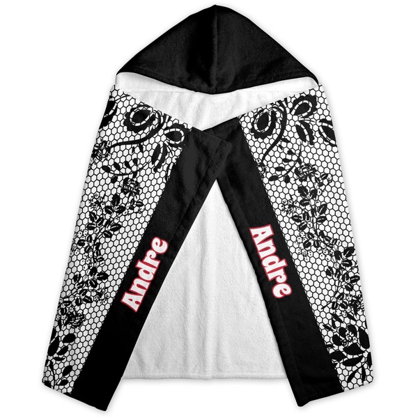 Black Lace Hooded Towel - Folded