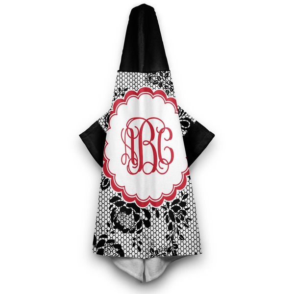 Black Lace Hooded Towel - Hanging