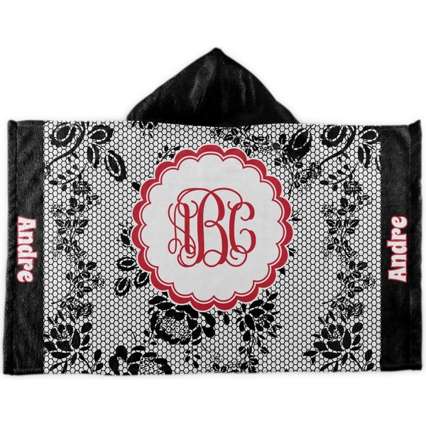Custom Black Lace Kids Hooded Towel (Personalized)