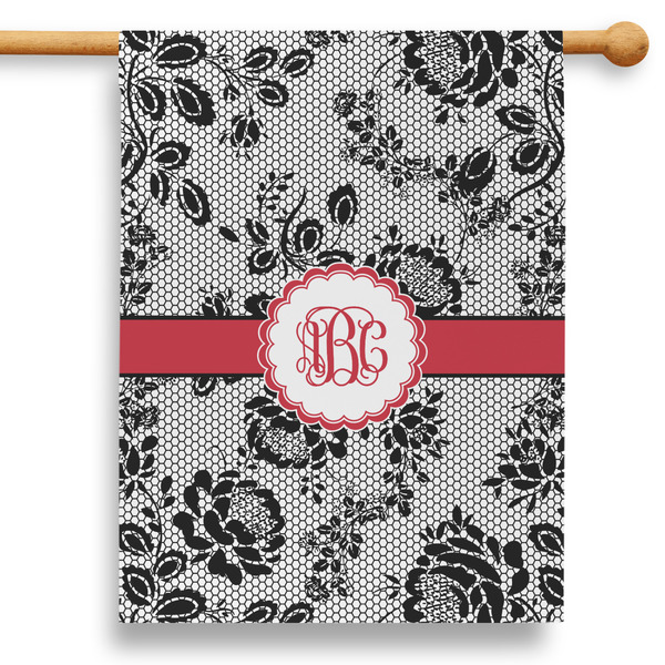Custom Black Lace 28" House Flag - Single Sided (Personalized)