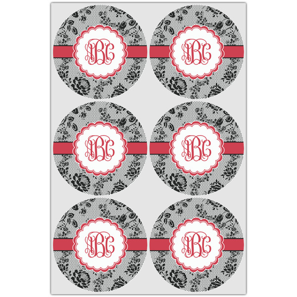 Black Lace Icing Circle - Large - Set of 6