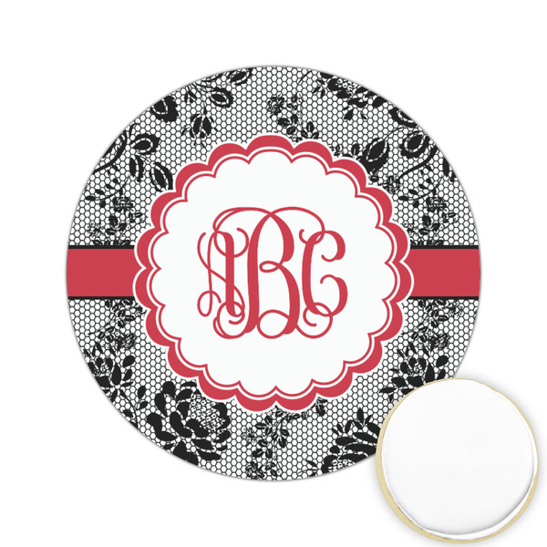 Custom Black Lace Printed Cookie Topper - 2.15" (Personalized)