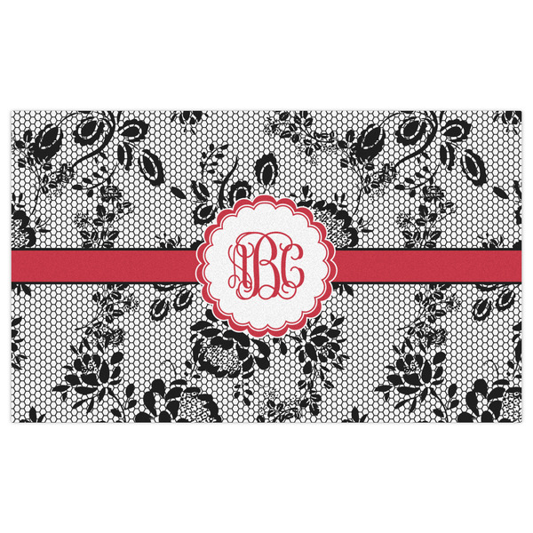 Black Lace Indoor / Outdoor Rug - 3'x5' - Front Flat