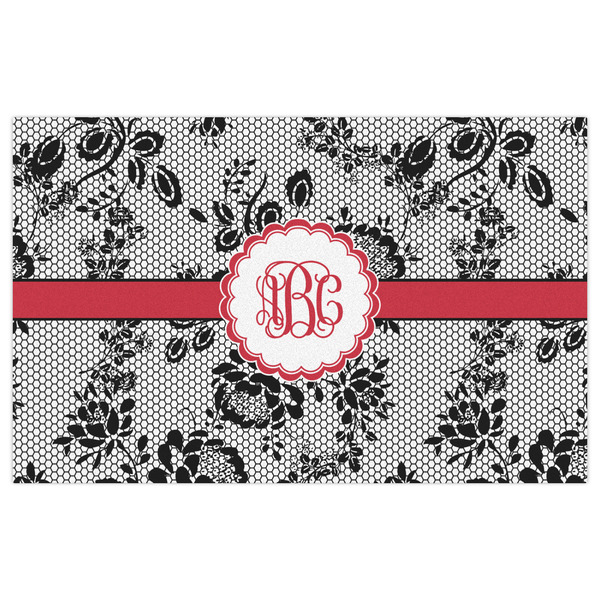 Black Lace Indoor / Outdoor Rug - 5'x8' - Front Flat