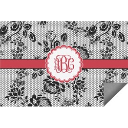 Black Lace Indoor / Outdoor Rug - 6'x8' w/ Monogram