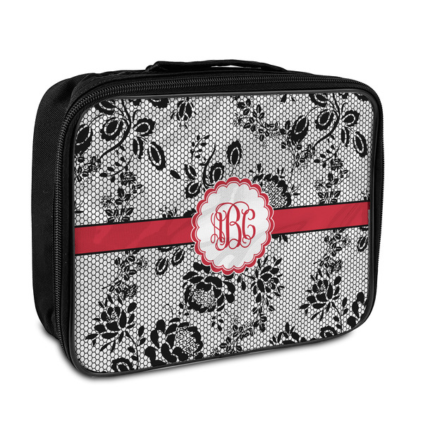 Custom Black Lace Insulated Lunch Bag (Personalized)